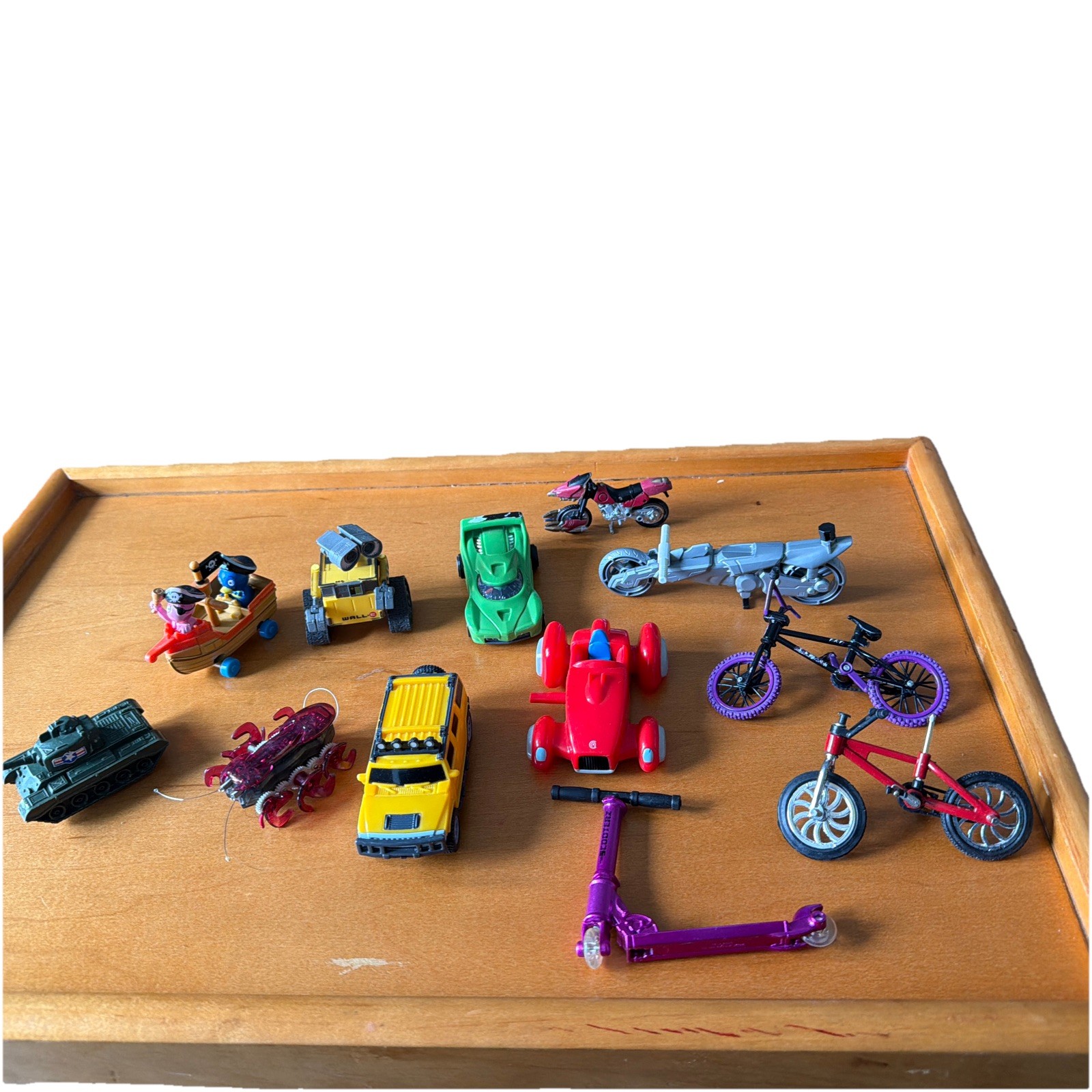 Used miniature toy vehicles and action figures mixed lot