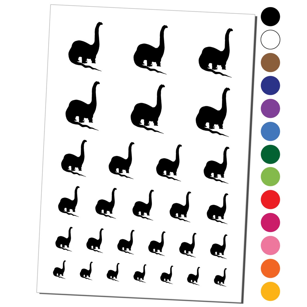 Brachiosaurus Dinosaur Solid Temporary Tattoo Water Resistant Set