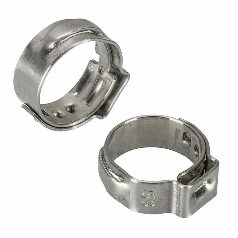 10/100X 304 Stainless Steel Single Ear Hose Clamps Assortment Water Pipe Hoop
