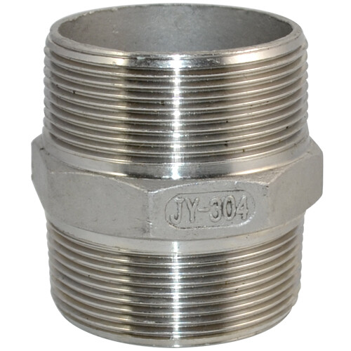 2" inch Pipe Fitting Hex Nipple NPT 304 Stainless Steel Male x Male connector
