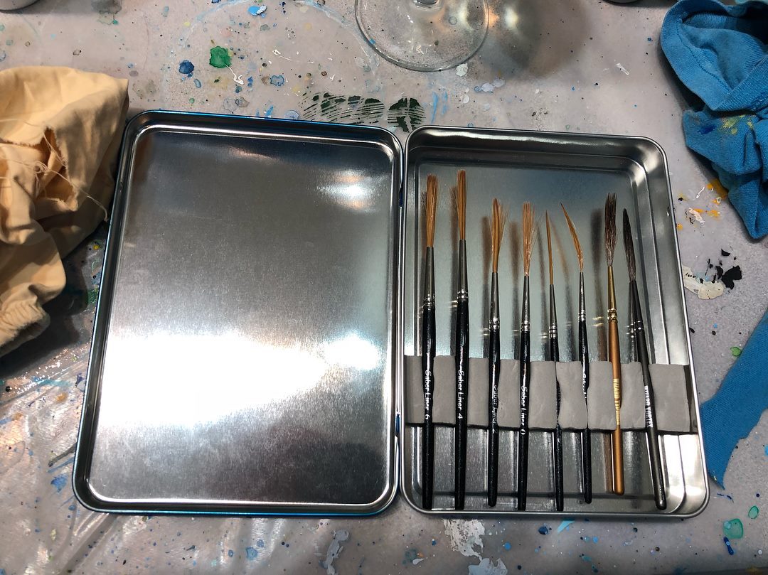 LEAK PROOF Metal BRUSH BOX to Store / Hold ""your"" Pinstriping Brushes