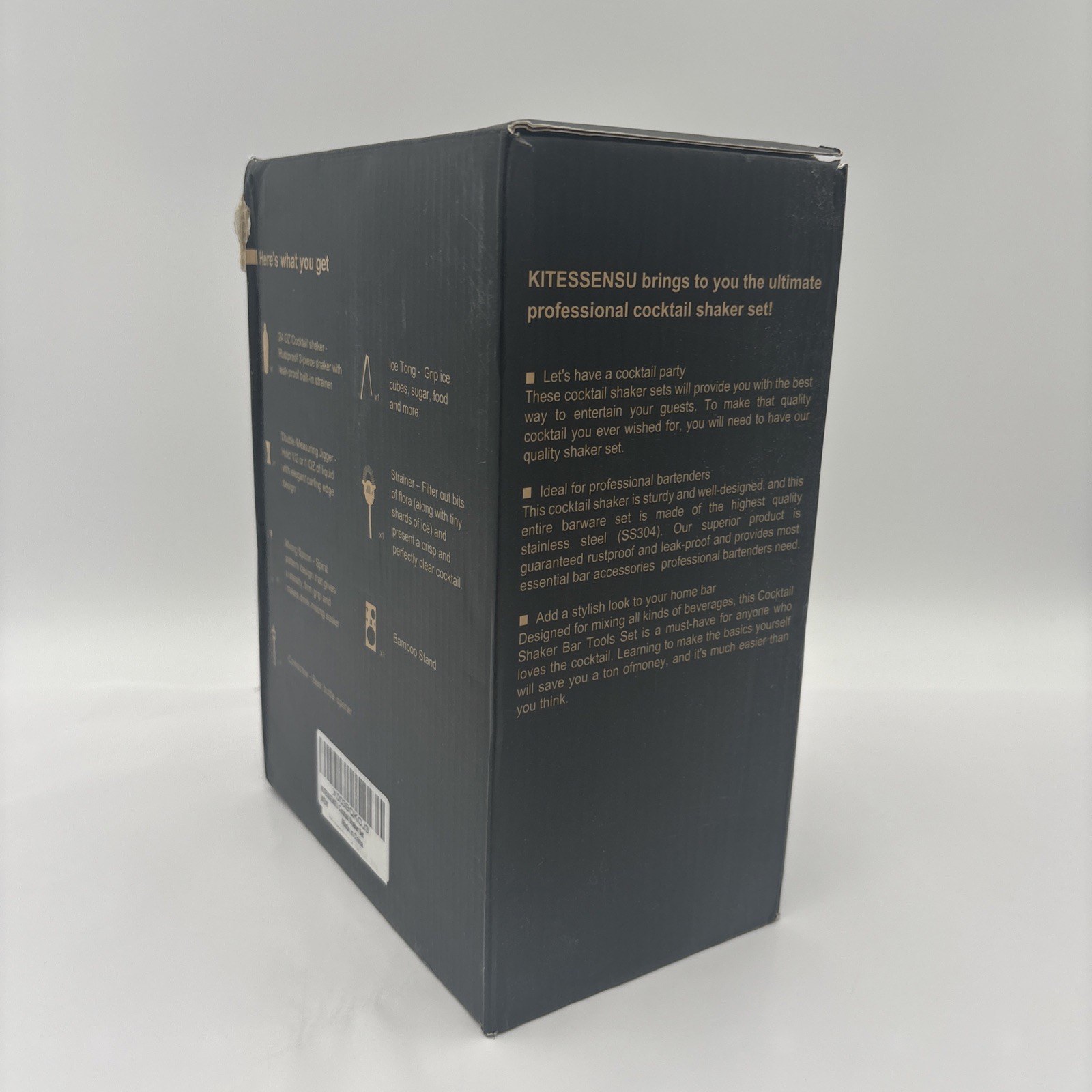 KITESSENSU Cocktail Shaker Set Bartender Kit with Stand - 6 Pieces - Silver NEW