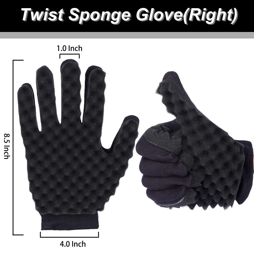 Versatile 2-Piece Curl Sponge Glove & Comb Set for Effortless Curls - Black