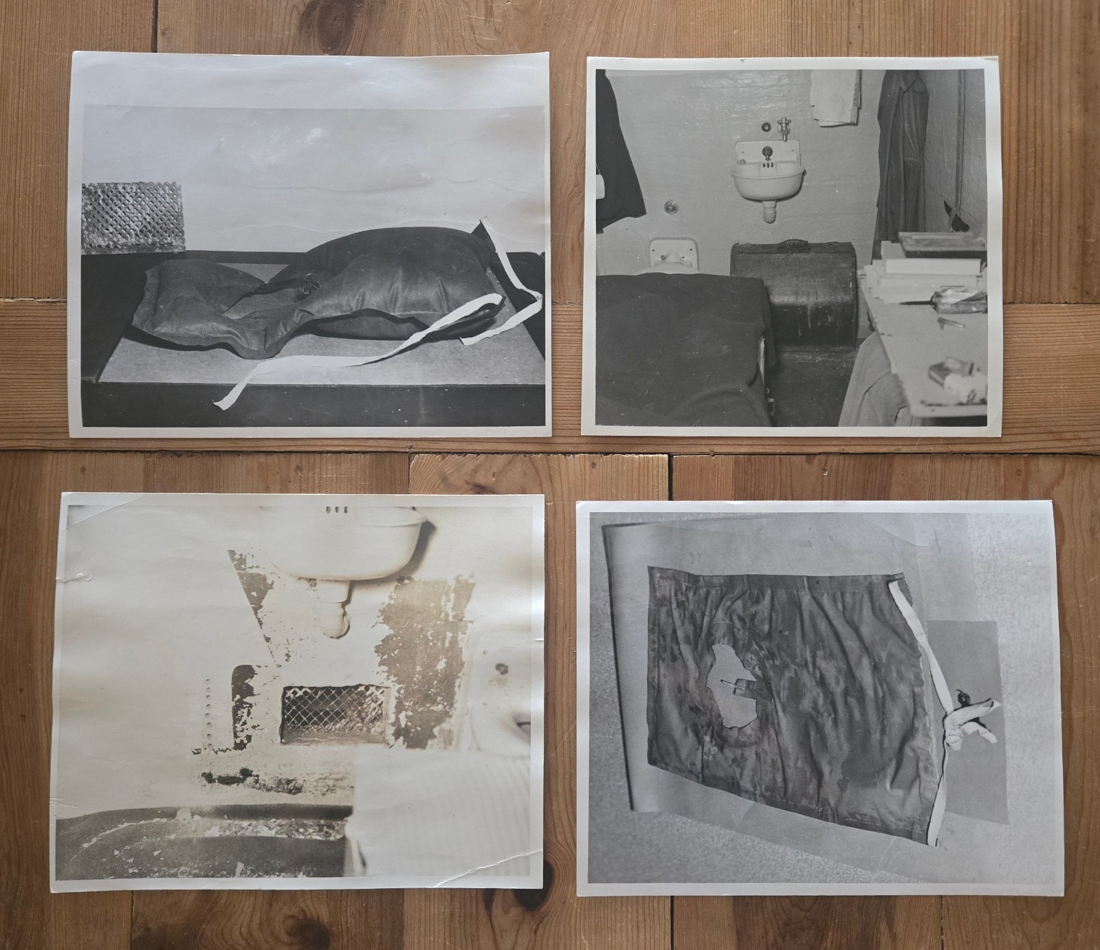 4 Original 1962 Escape from Alcatraz Photos - Prison Cell, Vent, Life Vest