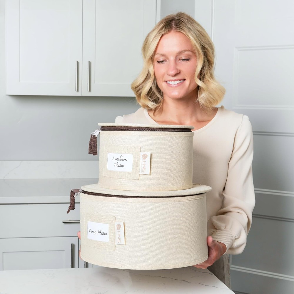 Hold N’ Storage Hard Shell Containers Beige Stackable 12-Pieces for Dinnerware