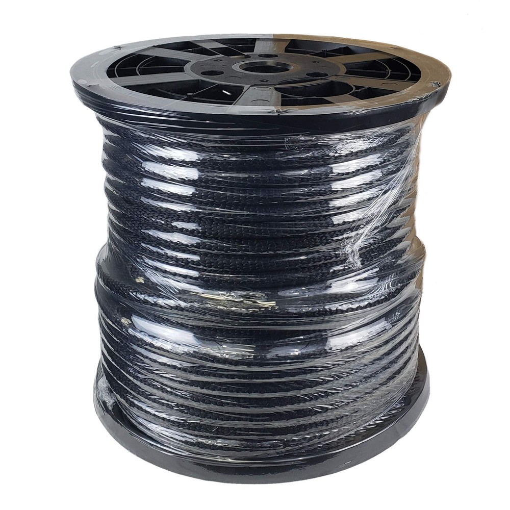 1/2 Inch Black Dacron Polyester Rope 250 Foot Spool | Solid Braid Industrial Gra