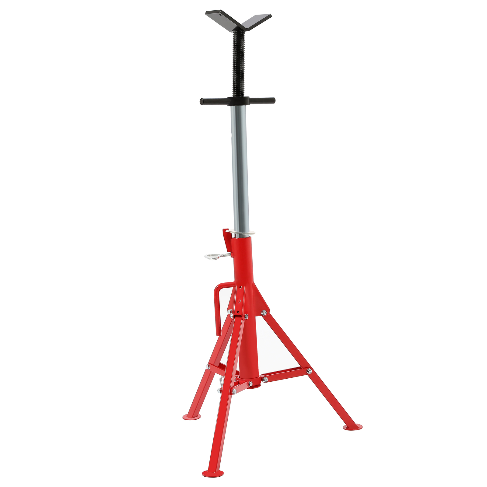 V-Head Pipe Stand Folding Tripod Jack 28"-52" Height 12" Pipe 2500LB Steel Red