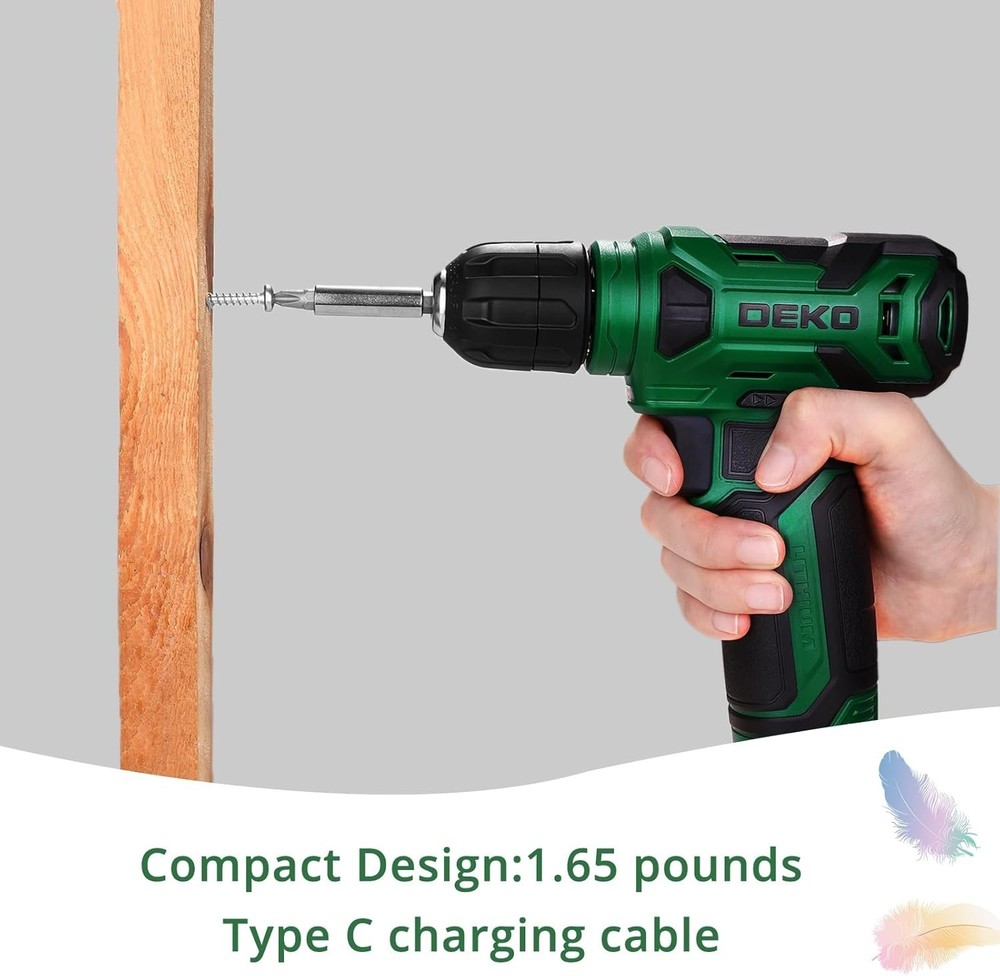Lightweight 8V Electric Drill with 3/8" Keyless Chuck & Variable Speed Control