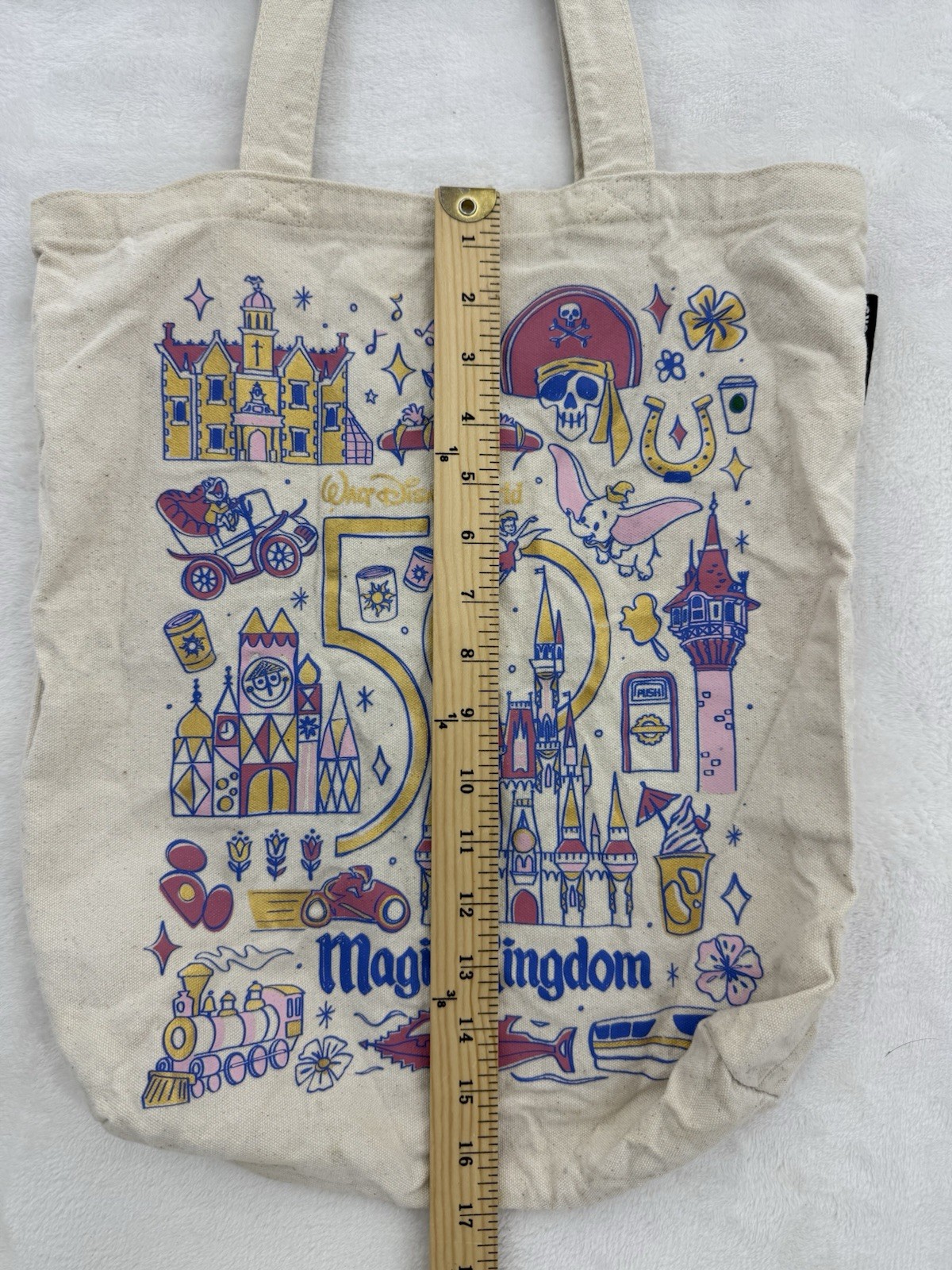 Starbucks Disney 50th Anniversary Cream Tote Bag Magic Kingdom