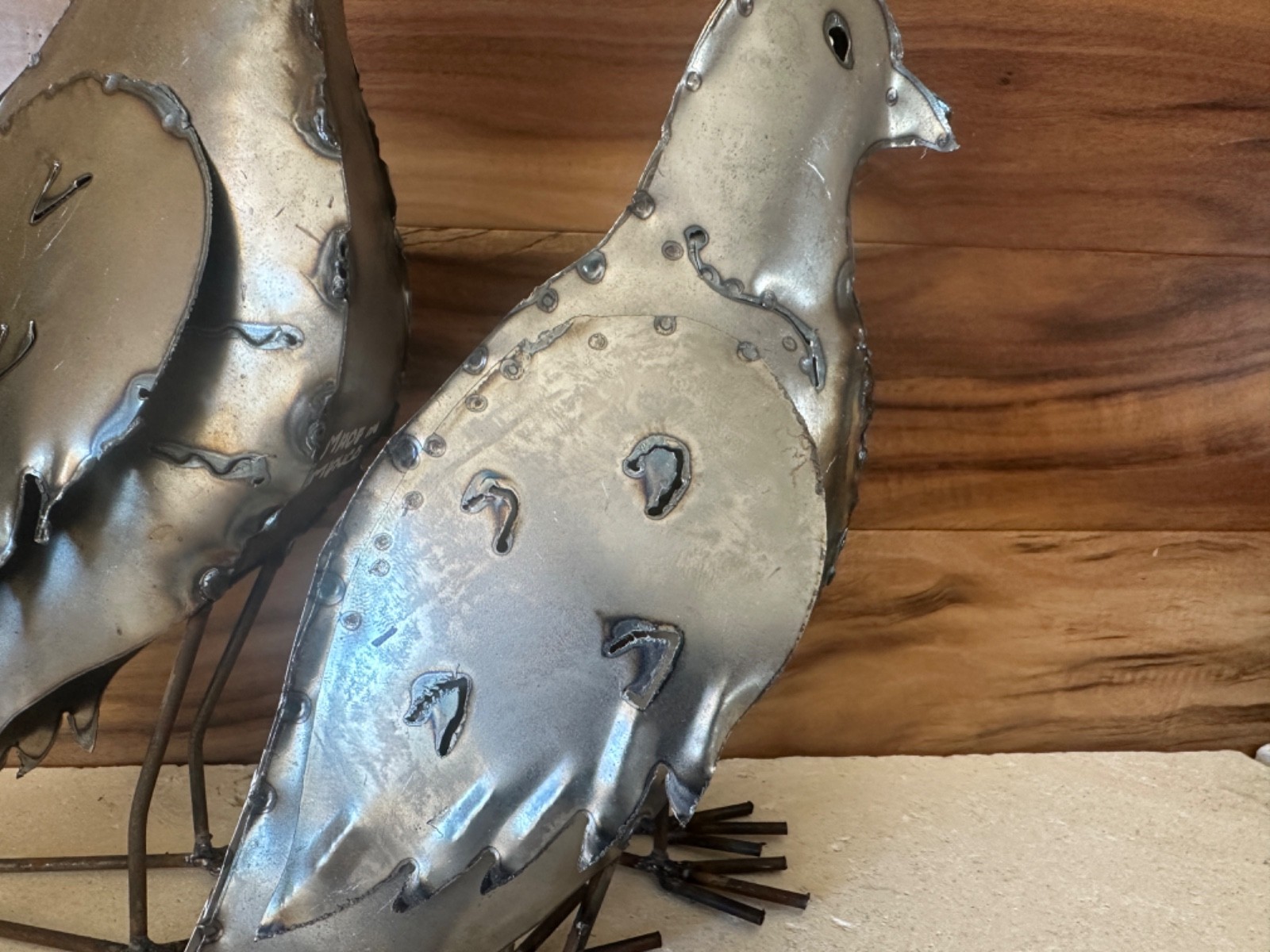 Handcrafted Rustic Metal Quail Yard Art
