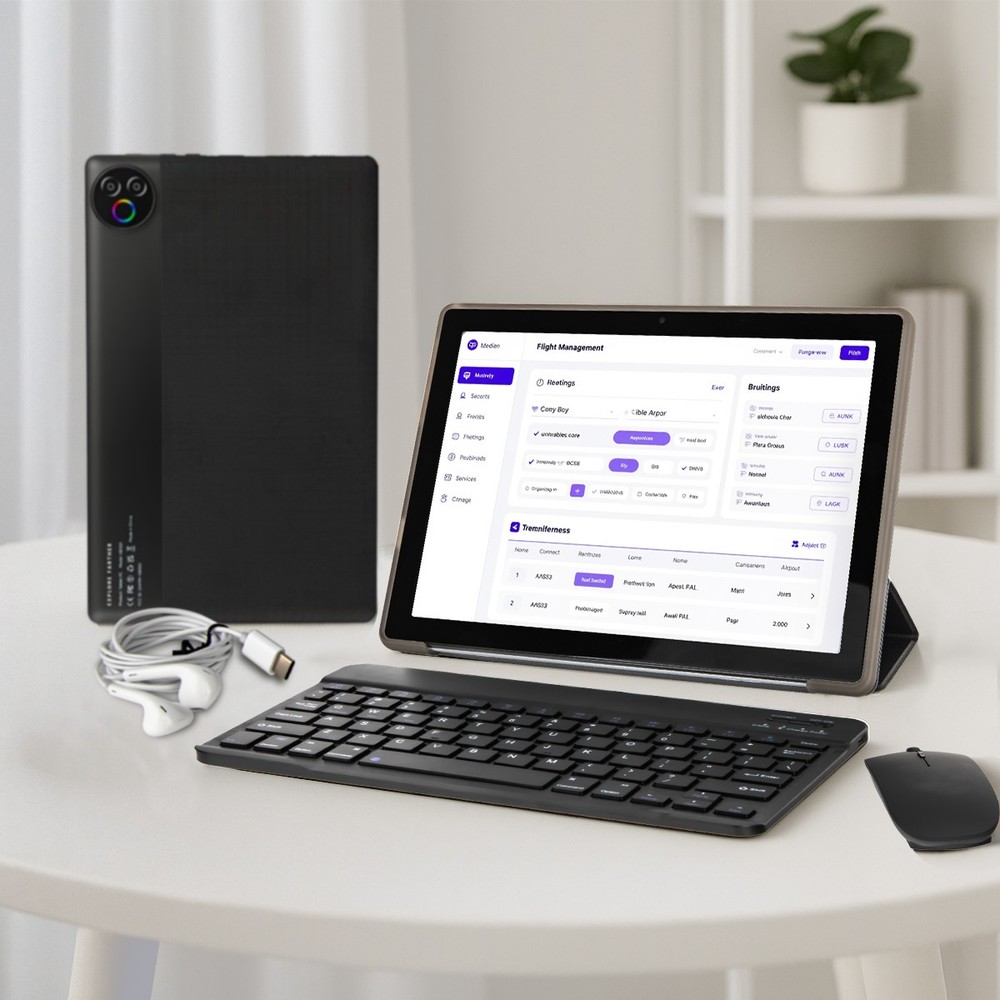 Android15 Tablet 64GB 10.1 in IPS HD Touchscreen Quad Core Processor Dual Camera