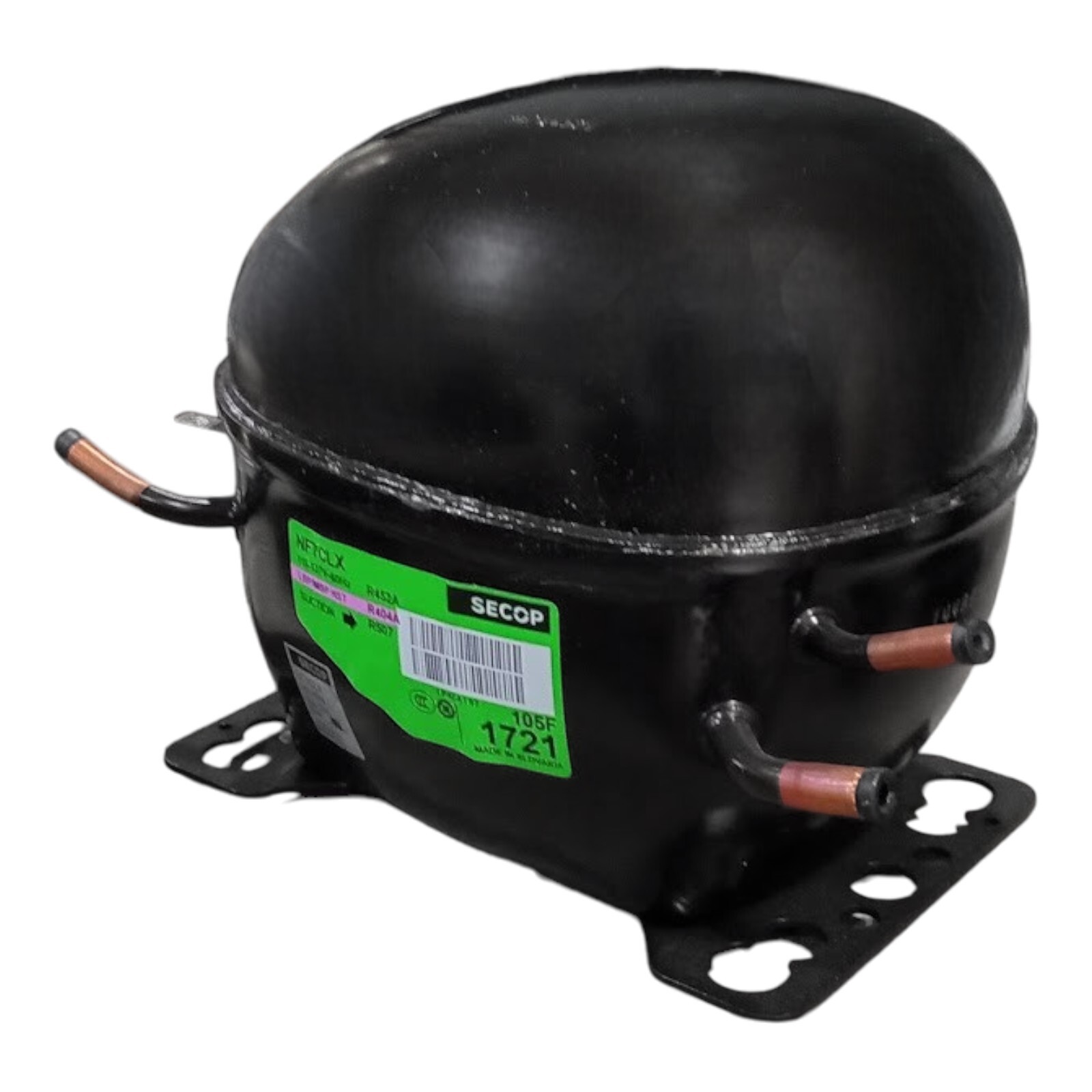 Secop NF7CLX R404a Refrigeration Compressor 1545 BTU LBP 4760 BTU HBP 115V 1/3HP