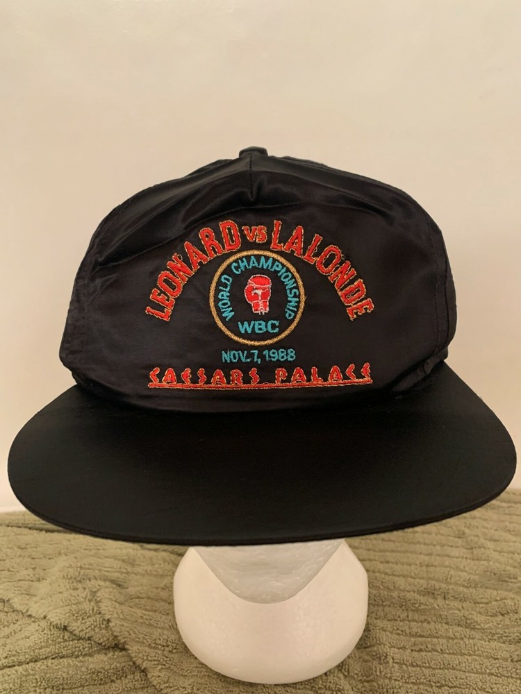Vtg Sugar Ray Leonard vs Lalonde WBC Caesars Palace Boxing Satin Snapback Hat