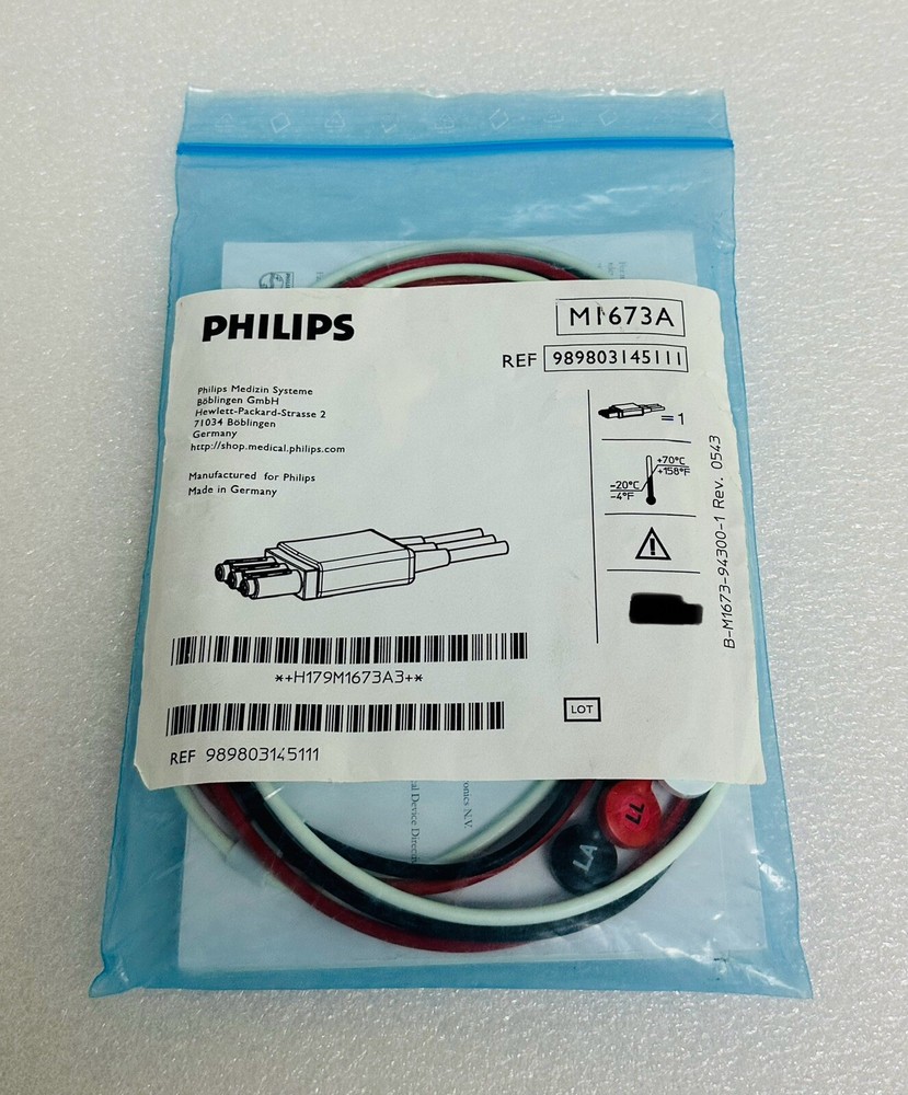 Philips M1673A 3 Leadset, Snap AAMI Trunk Cable for ECG