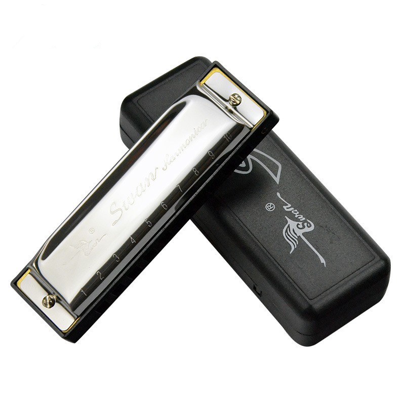 SWAN 10 Holes Key # C Blues Harmonica with Case