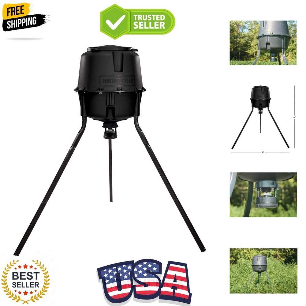 30-Gallon Deer Feeder Tripod - Quick-Lock Hopper System - Digital Timer Contr...