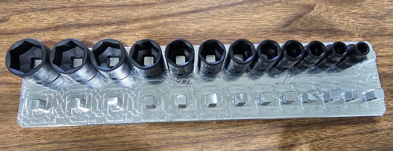 3/8 Drive Socket Organizer 2 Row 1/4" -1" SAE - Tool Box Billet