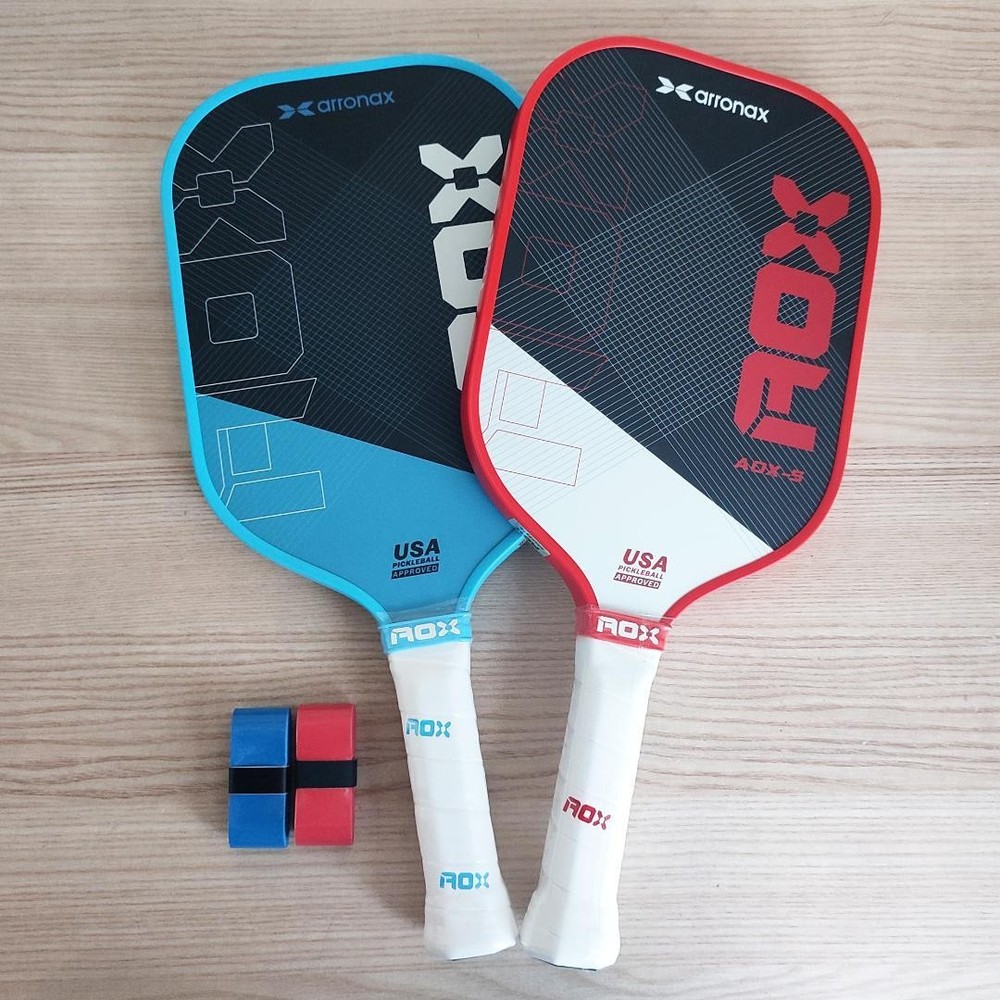 Pickleball Paddle Set ARRONAX Carbon Processed Friction Surface Blue Red