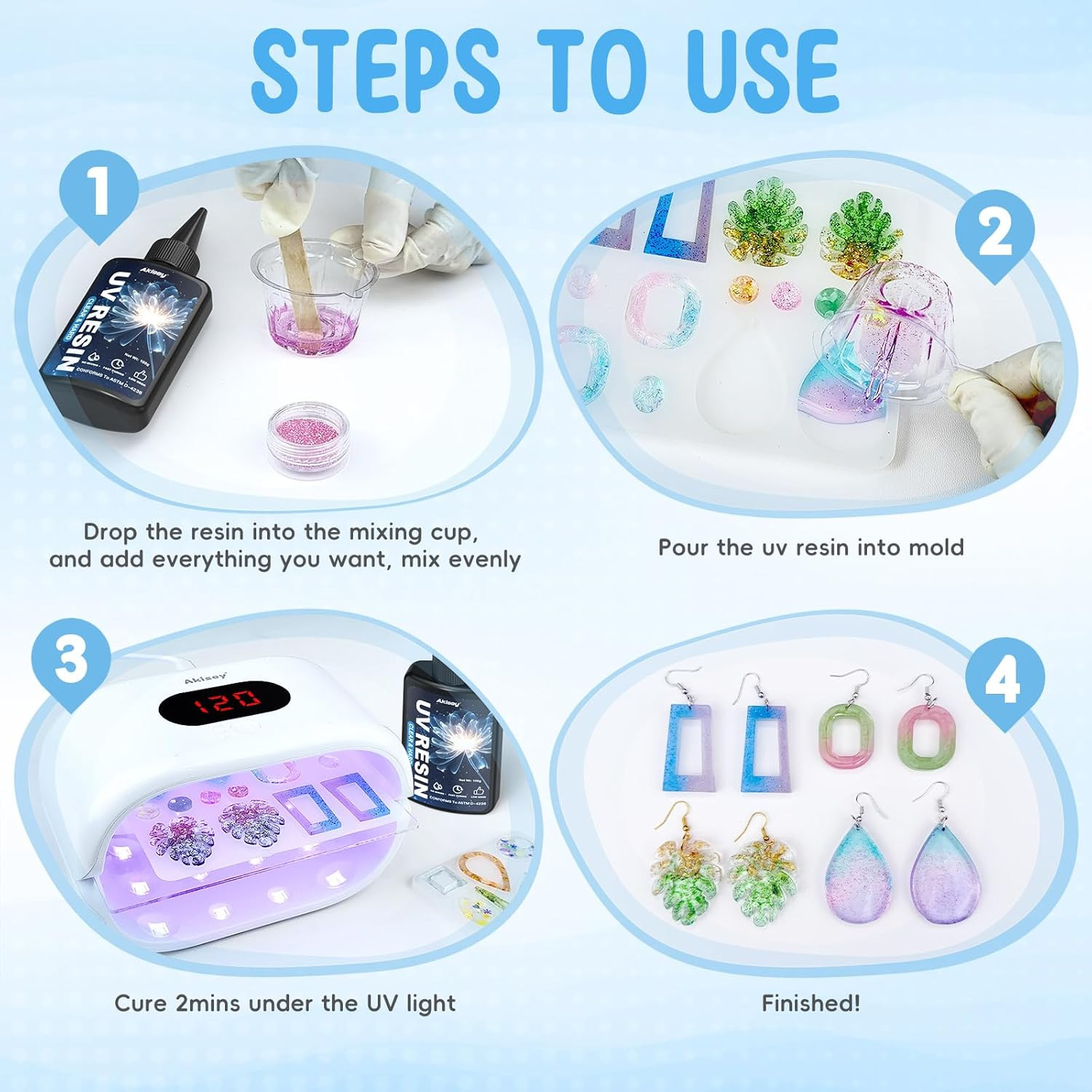 UV Resin 300G, Crystal Clear UV Resin Glue - No-Yellowing, Hard Type, Low Viscos