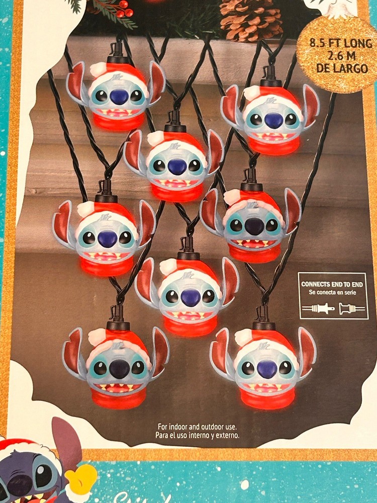 Disney Stitch Christmas Blinking LED String Lights 8.5ft Long New