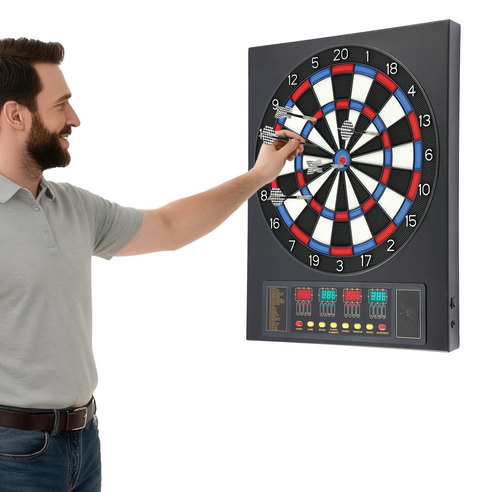 Electronic Scoring Dartboard with 12pcs Soft Darts Set Automatic Scoring Black
