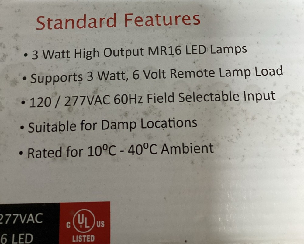 TEBL2W DUEL HEAD LED EMERGENCY LIGHT MR 16 120/277 VAC