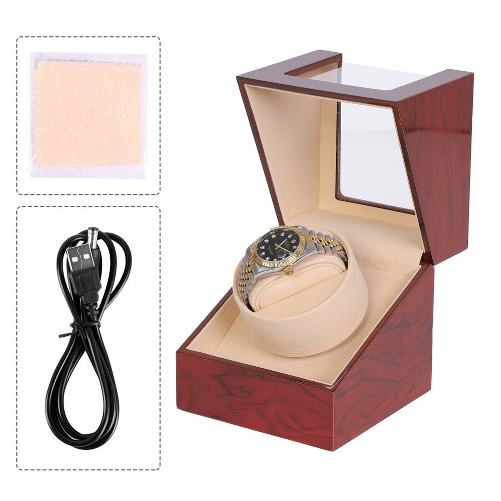 Leather Automatic Watch Winder Box Single Storage Display Case Box Silent Motors