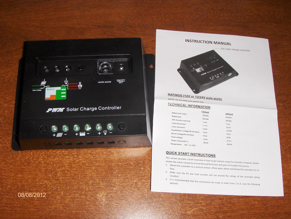 30 AMP 12/24V Solar  charge controller solar panels+ unique  lighting feature