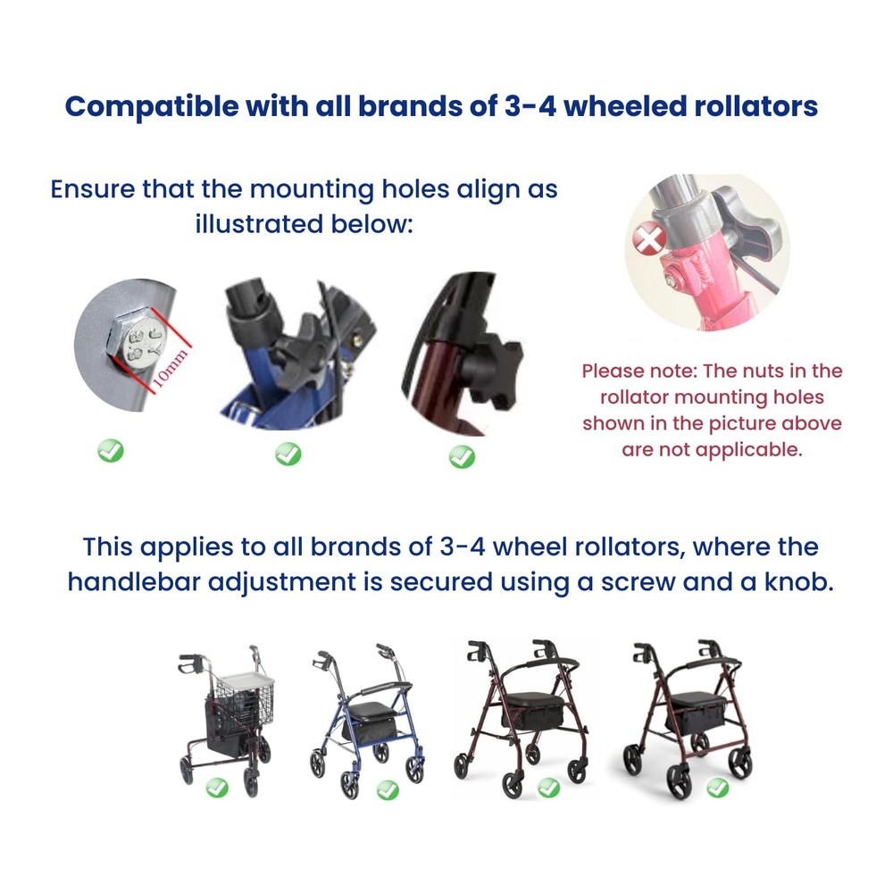 ROLLATOR 2 Plastic KNOB 2 Screw for ARMS Hl420