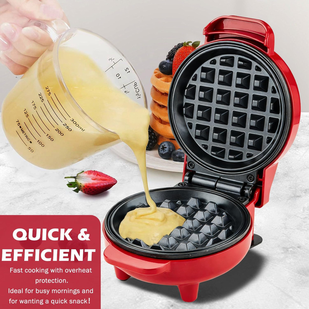 Compact 4-Inch Nonstick Mini Waffle Maker for Breakfast and Chaffles