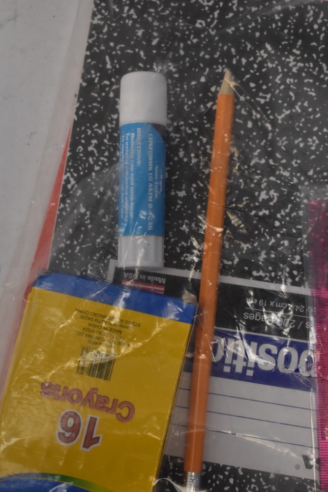 Classroom Pack w Folder/Composition Book/2 Pencils/Glue/16 Crayons/Ruler