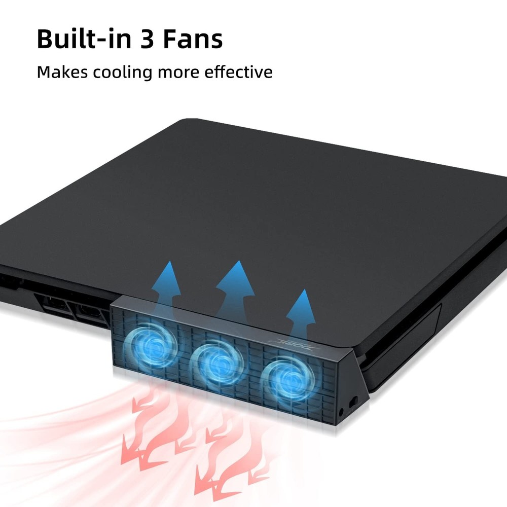 Intelligent 3-Fan Cooling System for PS4 Slim - Automatic Temperature Control
