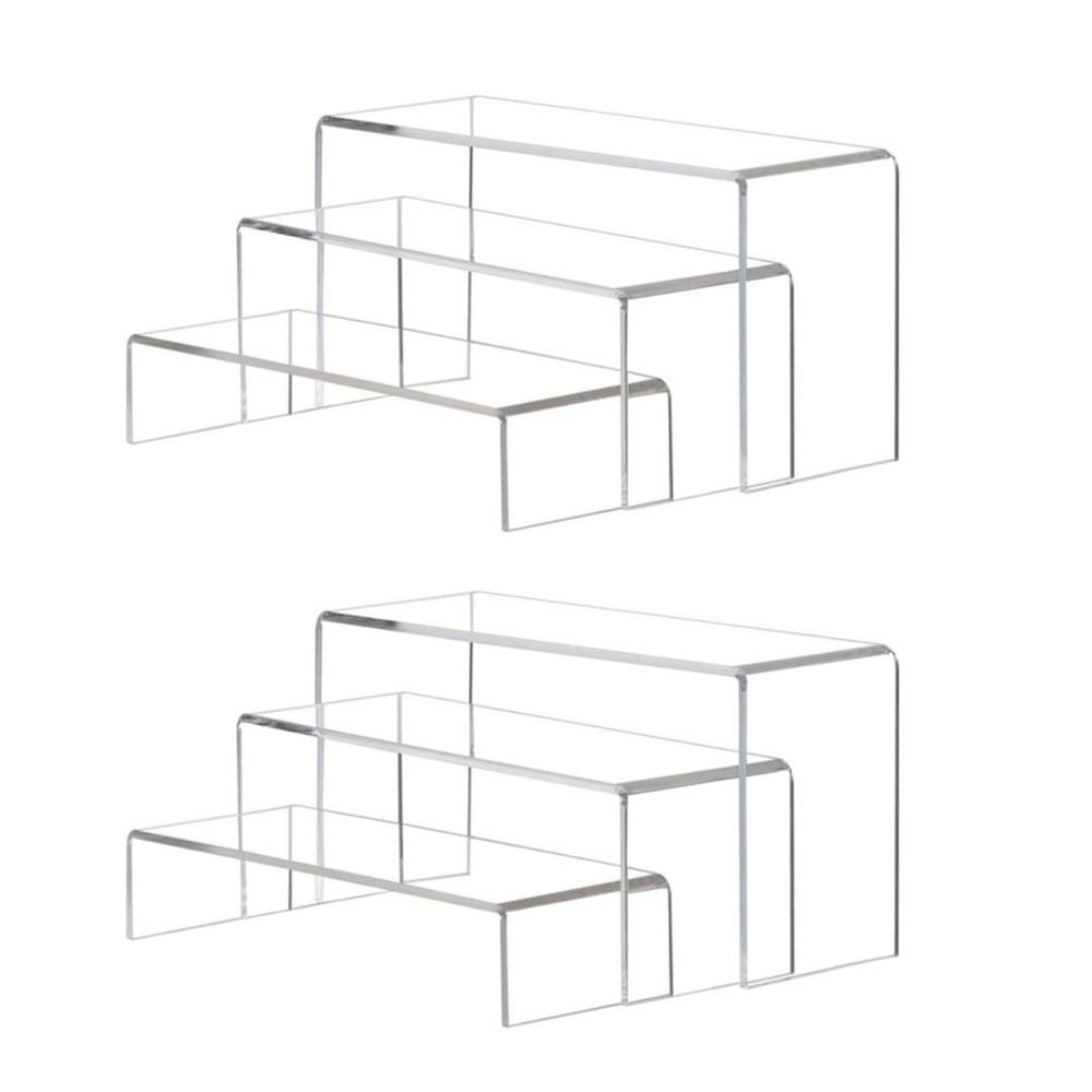 6Pcs Acrylic Display Risers 2 Set Large Clear 12 Inch Rectangular Acryic Rise...