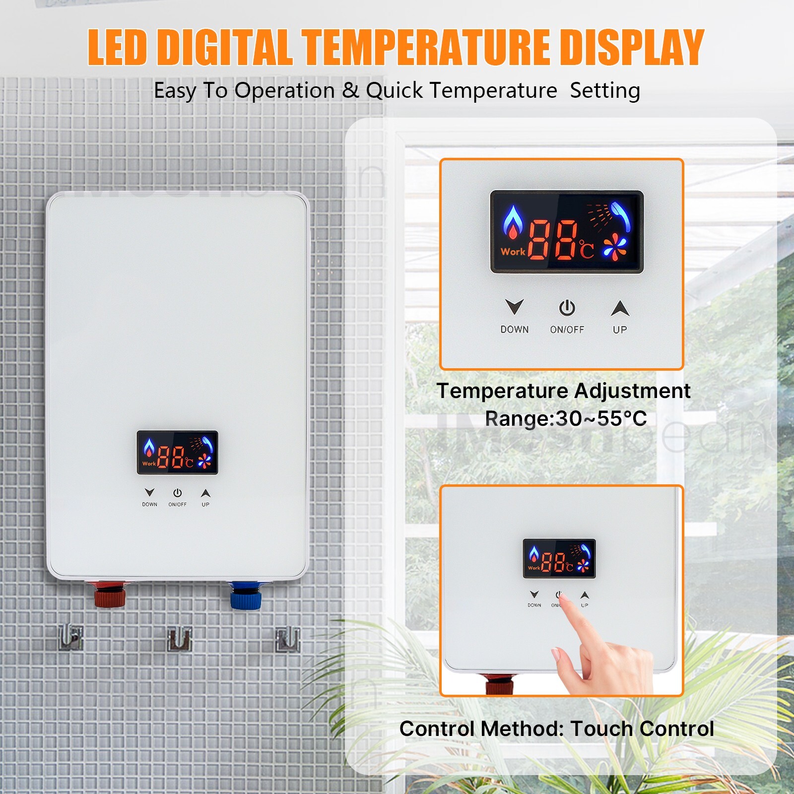 6500W Tankless Electric Hot Water Heater Instant Boiler On Demand Whole House