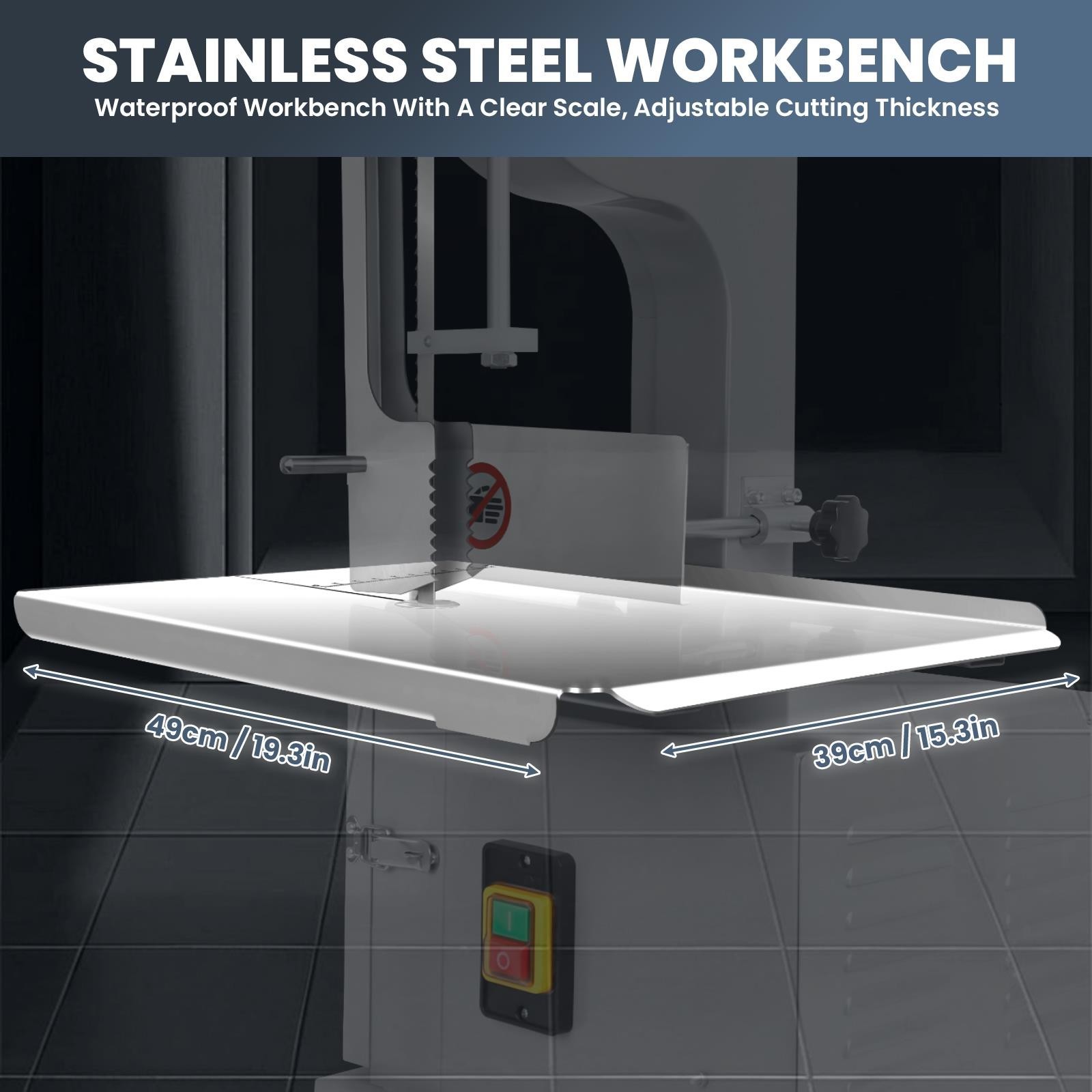 1500W Commercial Electric Meat Bone Saw Machine, Kitchen Frozen Meat Processor