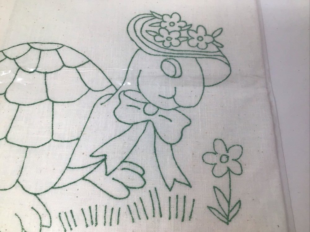 Turtle Embroidery Needle Punch Pattern w Instructions 12”x9.5” Mrs. Turtle NOS