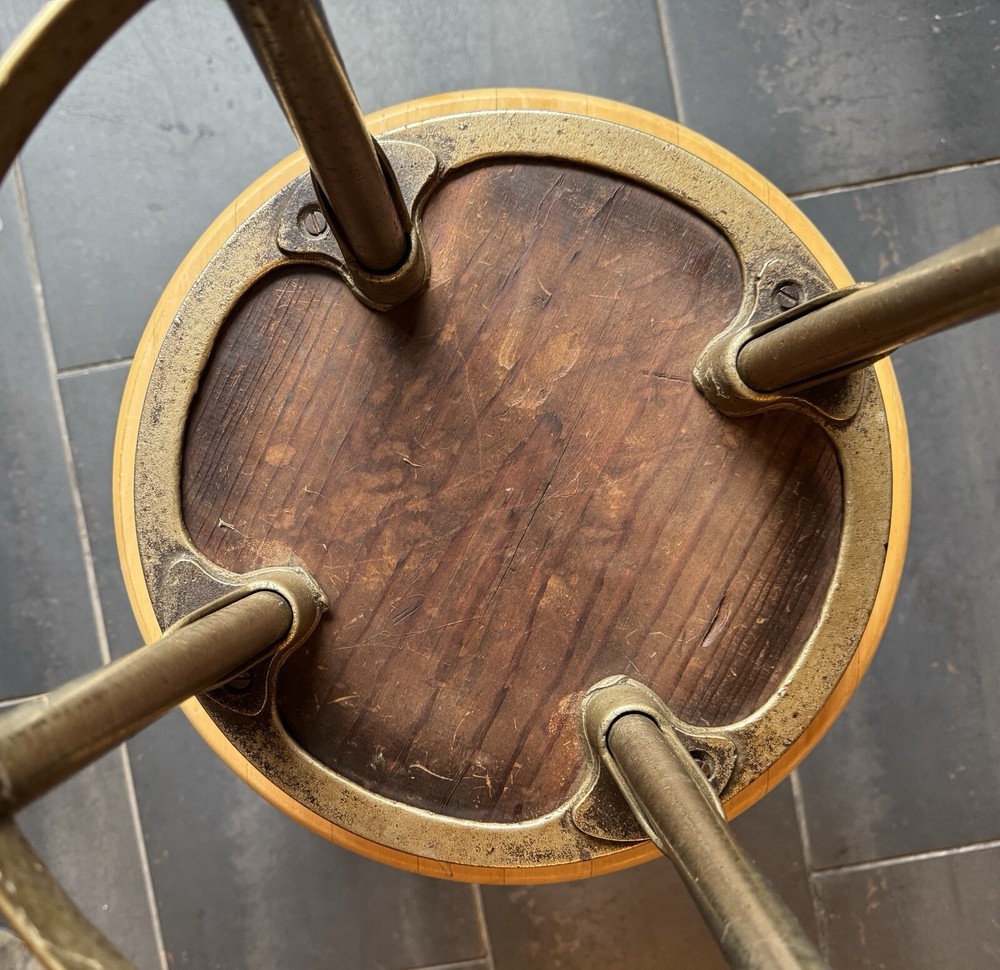 Vintage Art Deco Cast Iron & Chrome Stool 1920s