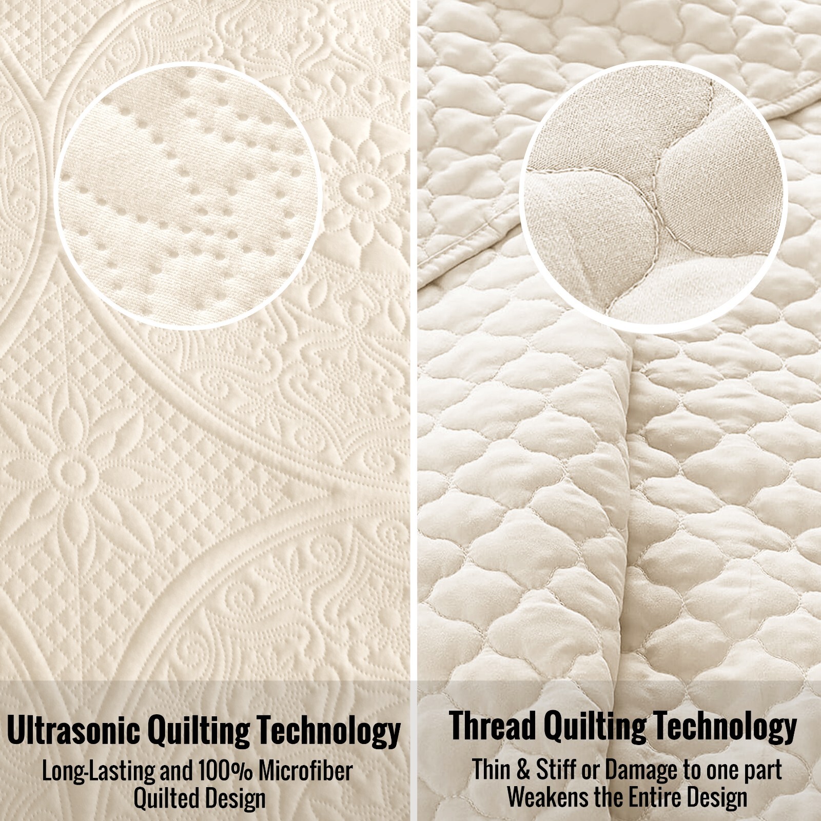 Luxury Bedspread Bedding Set 3 Piece Quilted Coverlet Bed Throw Queen King Size