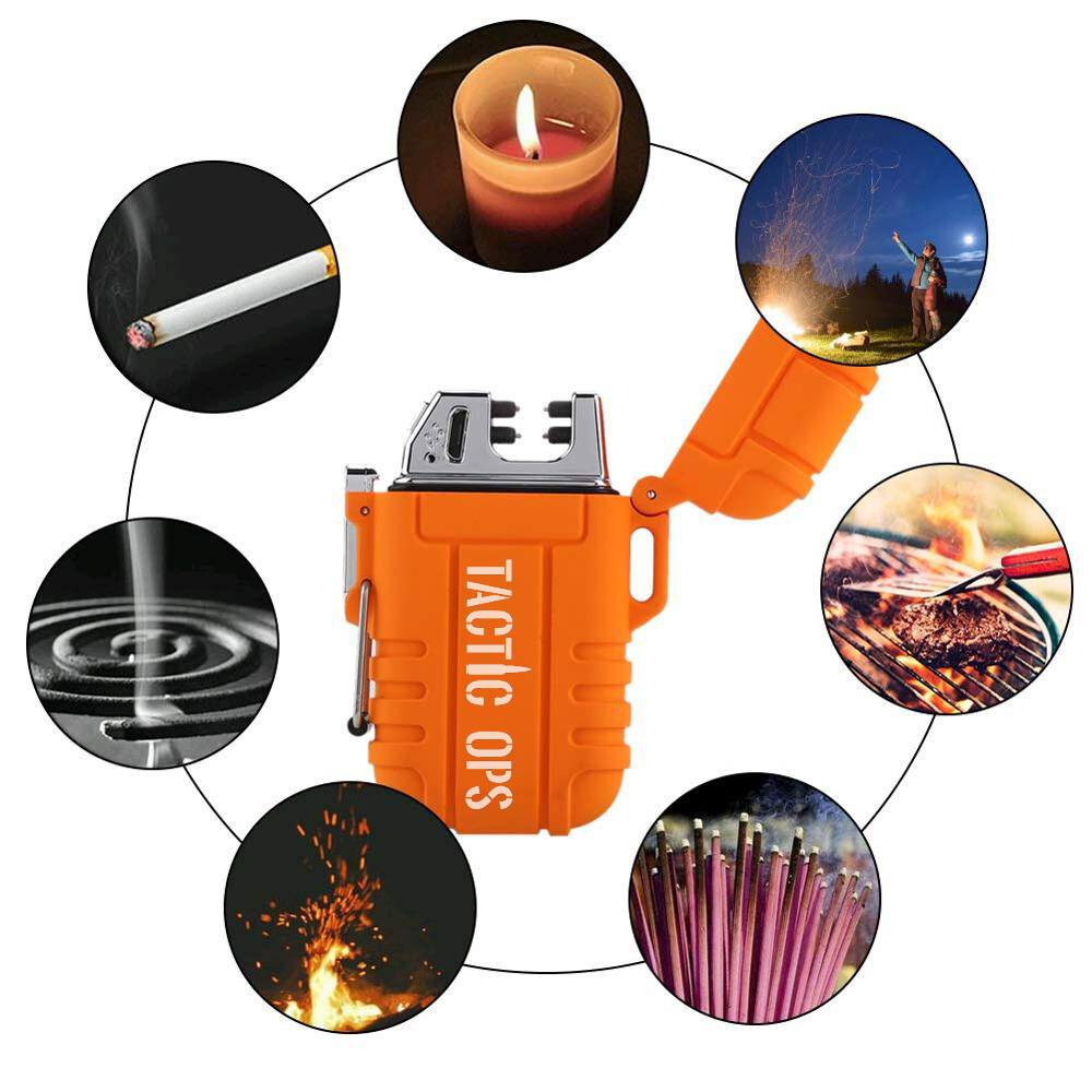 TACTIC OPS - RECHARGEABLE TACTICAL WATERPROOF & WINDPROOF LIGHTER (ORANGE)