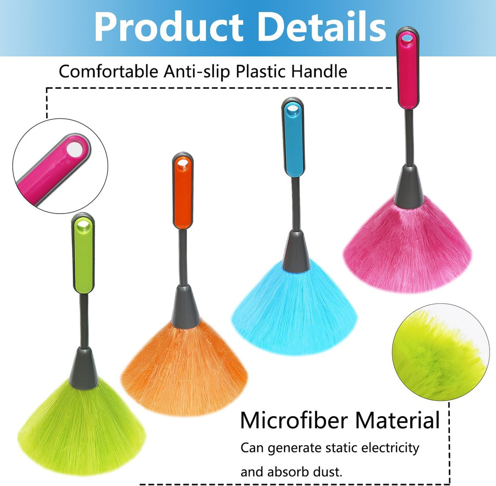 4 Pack 10" Small Microfiber Duster, Delicate Fluffy Microfiber Feather Duster, S