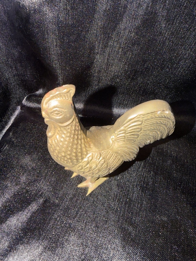 vintage solid brass rooster or hen figurine