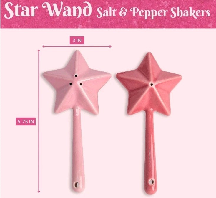 PARIS HILTON ~ STAR WAND ~ Ceramic ~ PINK SHADES ~ 5.75" Salt & Pepper Shakers