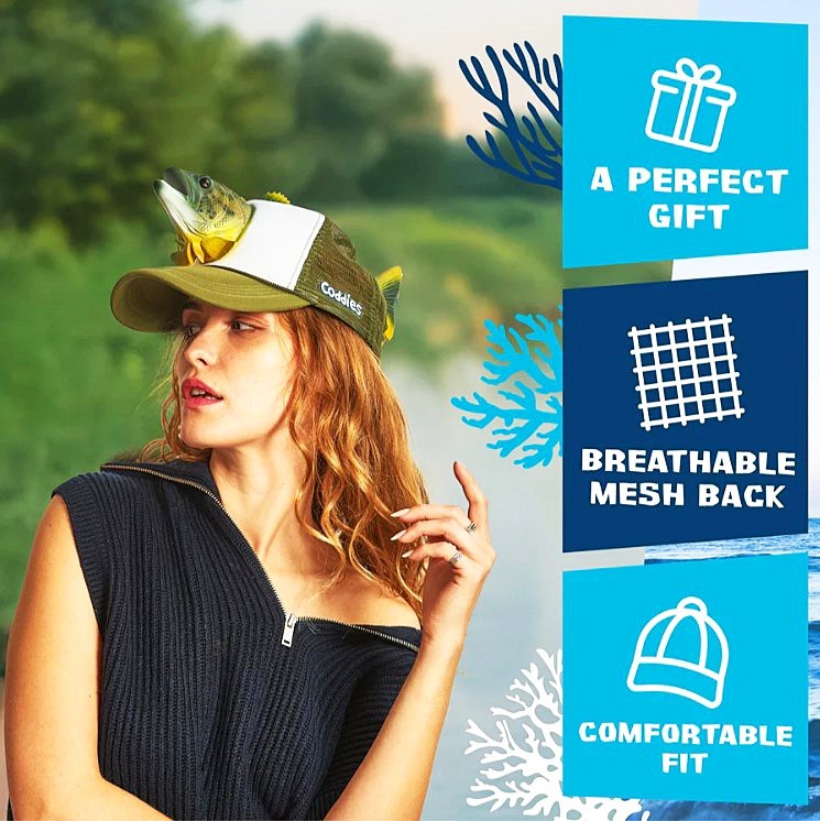 Funny Fish Hat 3D Bass Fishing Hat Perfect Gift Men Women Teen Children Costume