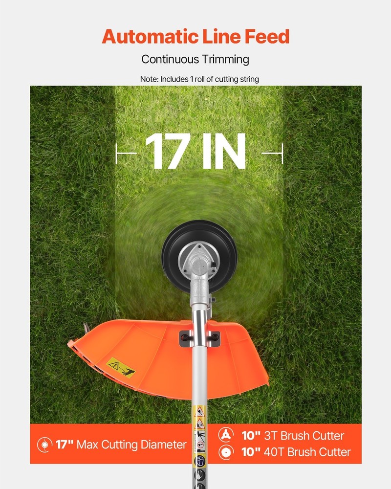 VEVOR Cordless String Trimmer Gas Powered Grass Trimmer Edger 17" 52 cc 2-Stroke