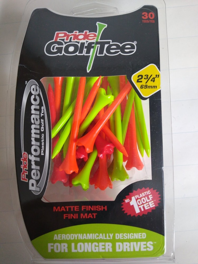 Pride Golf Tees 2 3/4" Plastic Evolution Matte Finish MIX - 30 Pack