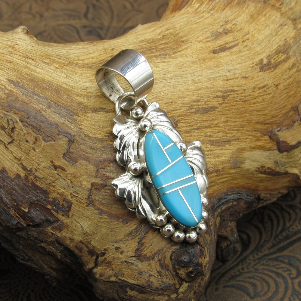*Sterling Silver Pendant With Turquoise Inlay