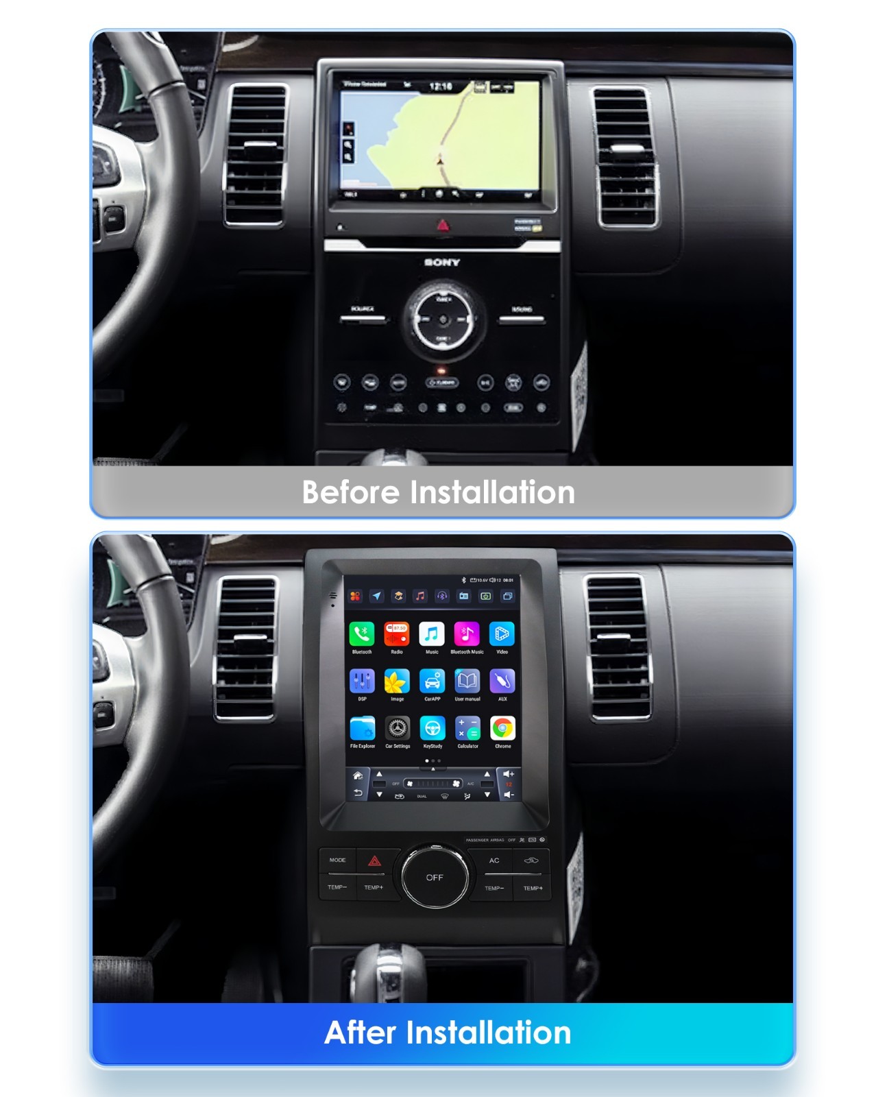For Ford Taurus 2011-2019 Android 14 CarPlay Car Stereo Radio GPS 2G+32G FM RDS