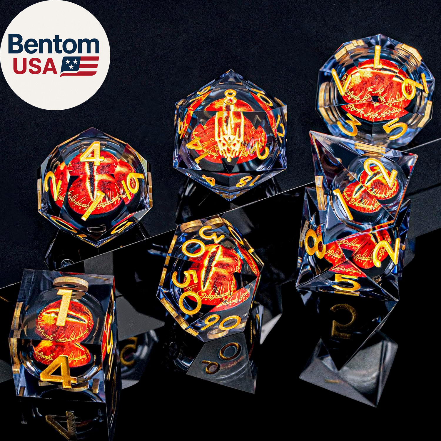 DND Gaze Eye Dice Set 7PCS Liquid Core Polyhedral Dice for Dungeons Dragons RPG