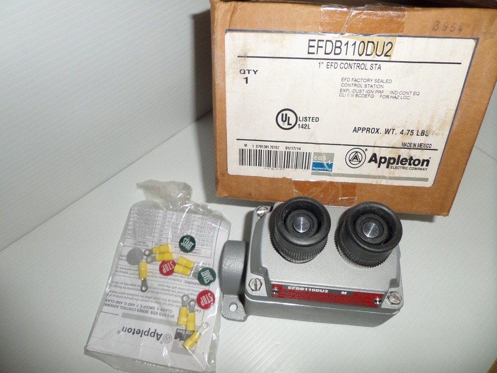 ⭐NEW IN BOX⭐ APPLETON EFDB110DU2 EXPLOSION PROOF START/STOP PUSH BUTTON 1"