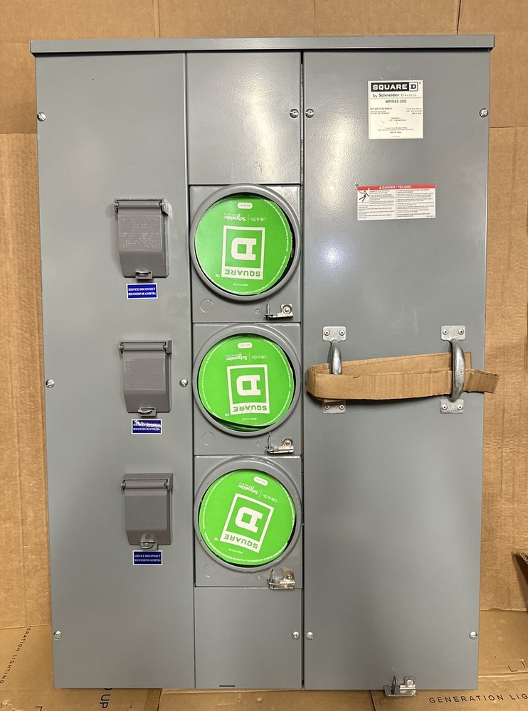 Square D MPR43-200 Meter Pak 3 Gang 200A Socket 600A Bus Ringless Meter Stack